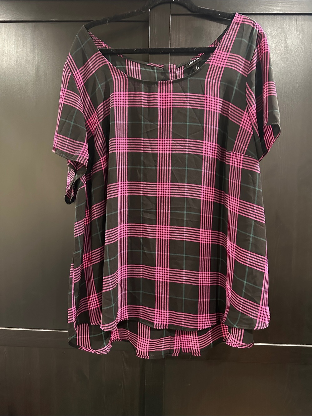 torrid Black Tunic with Pink Plaid